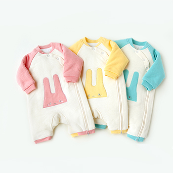 南極人新生兒彩棉保暖衣服0-3月寶寶係帶加厚和尚服套裝 保暖-綠色寬條紋 59cm 白色